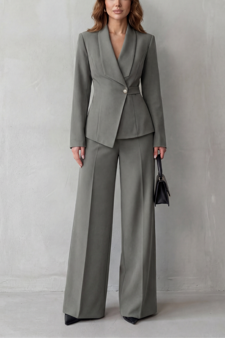 Women's Tailored Blazer and Wide-Leg Trouser Suit Set - Dessalie