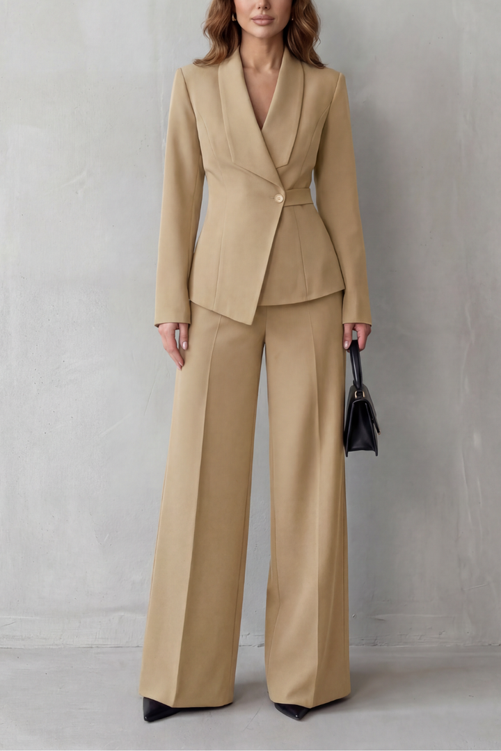 Women's Tailored Blazer and Wide-Leg Trouser Suit Set - Dessalie