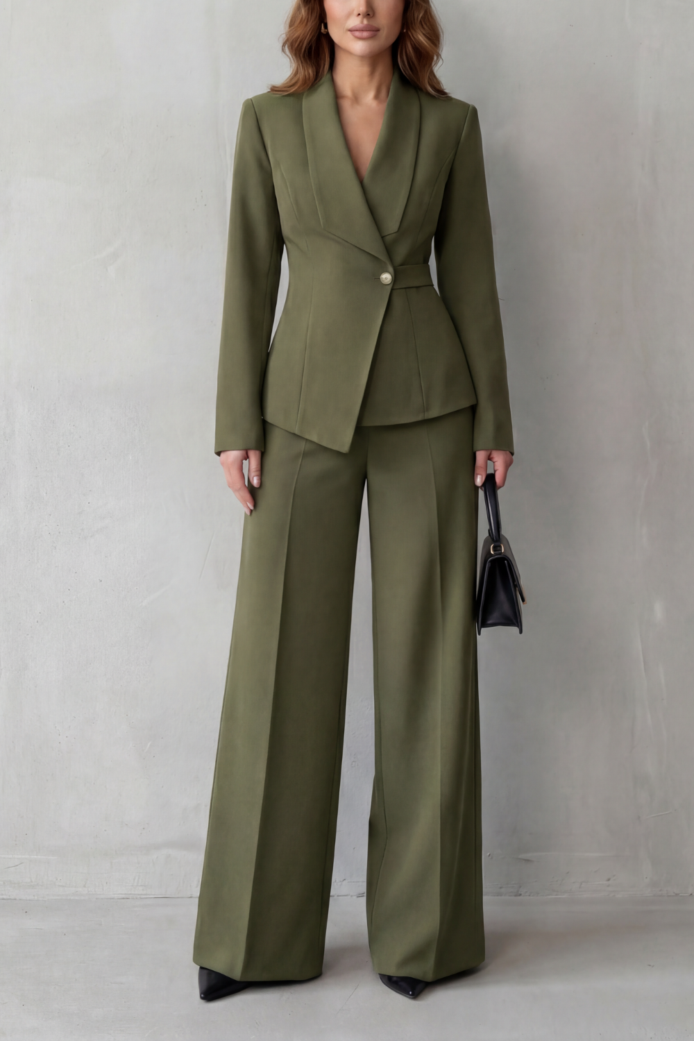 Women's Tailored Blazer and Wide-Leg Trouser Suit Set - Dessalie