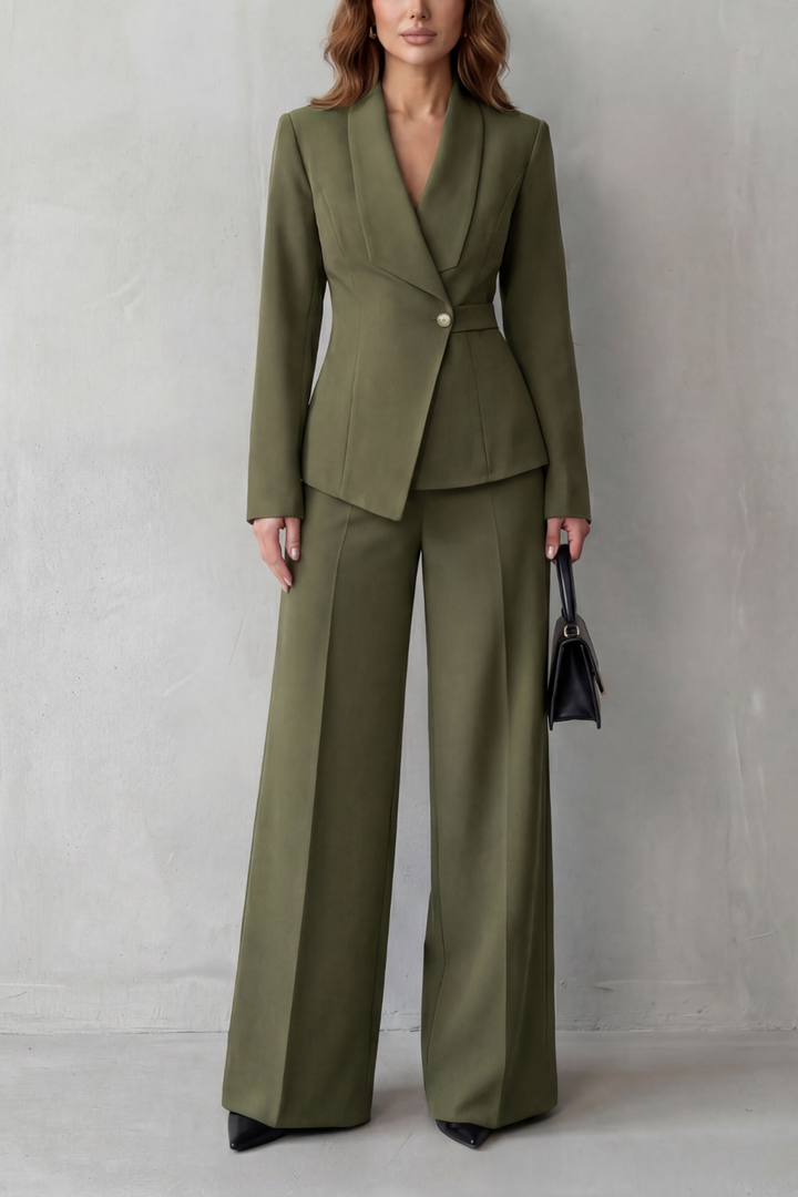 Women's Tailored Blazer and Wide-Leg Trouser Suit Set - Dessalie