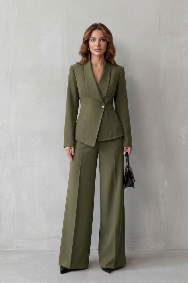 Women's Tailored Blazer and Wide-Leg Trouser Suit Set - Dessalie