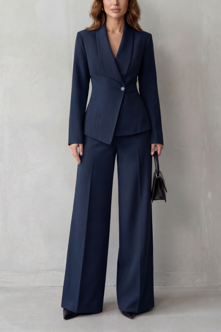 Women's Tailored Blazer and Wide-Leg Trouser Suit Set - Dessalie