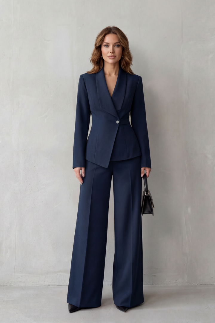 Women's Tailored Blazer and Wide-Leg Trouser Suit Set - Dessalie