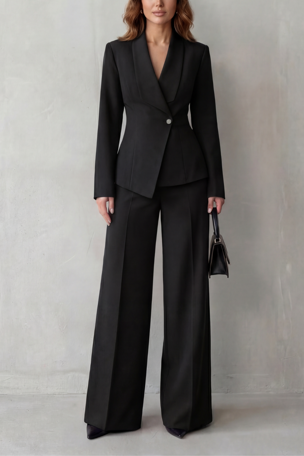 Women's Tailored Blazer and Wide-Leg Trouser Suit Set - Dessalie