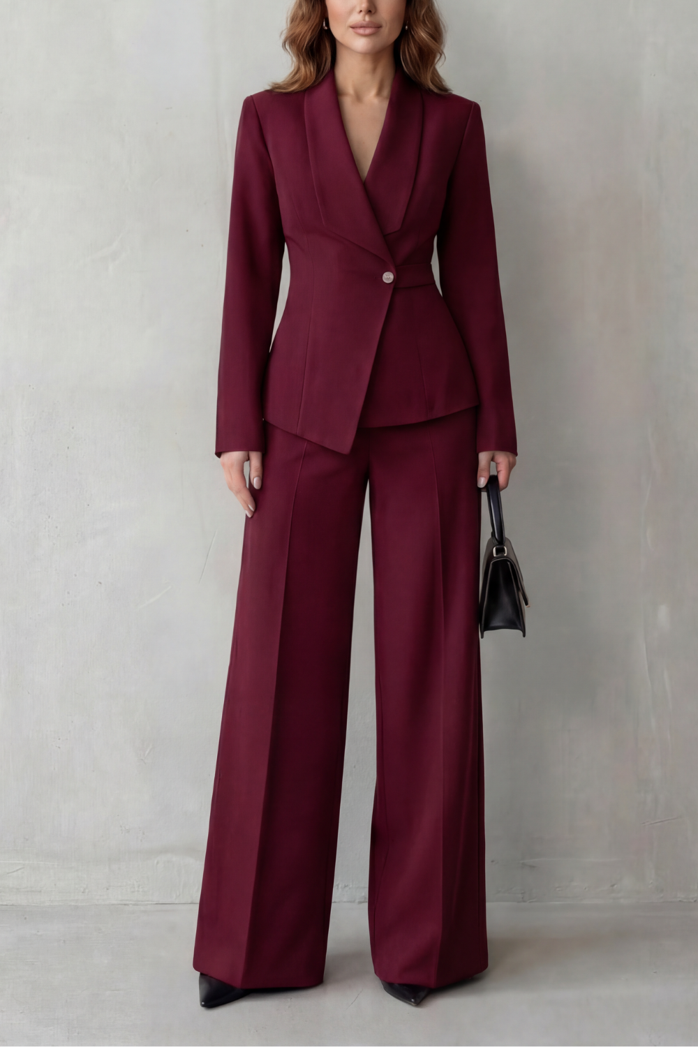 Women's Tailored Blazer and Wide-Leg Trouser Suit Set - Dessalie