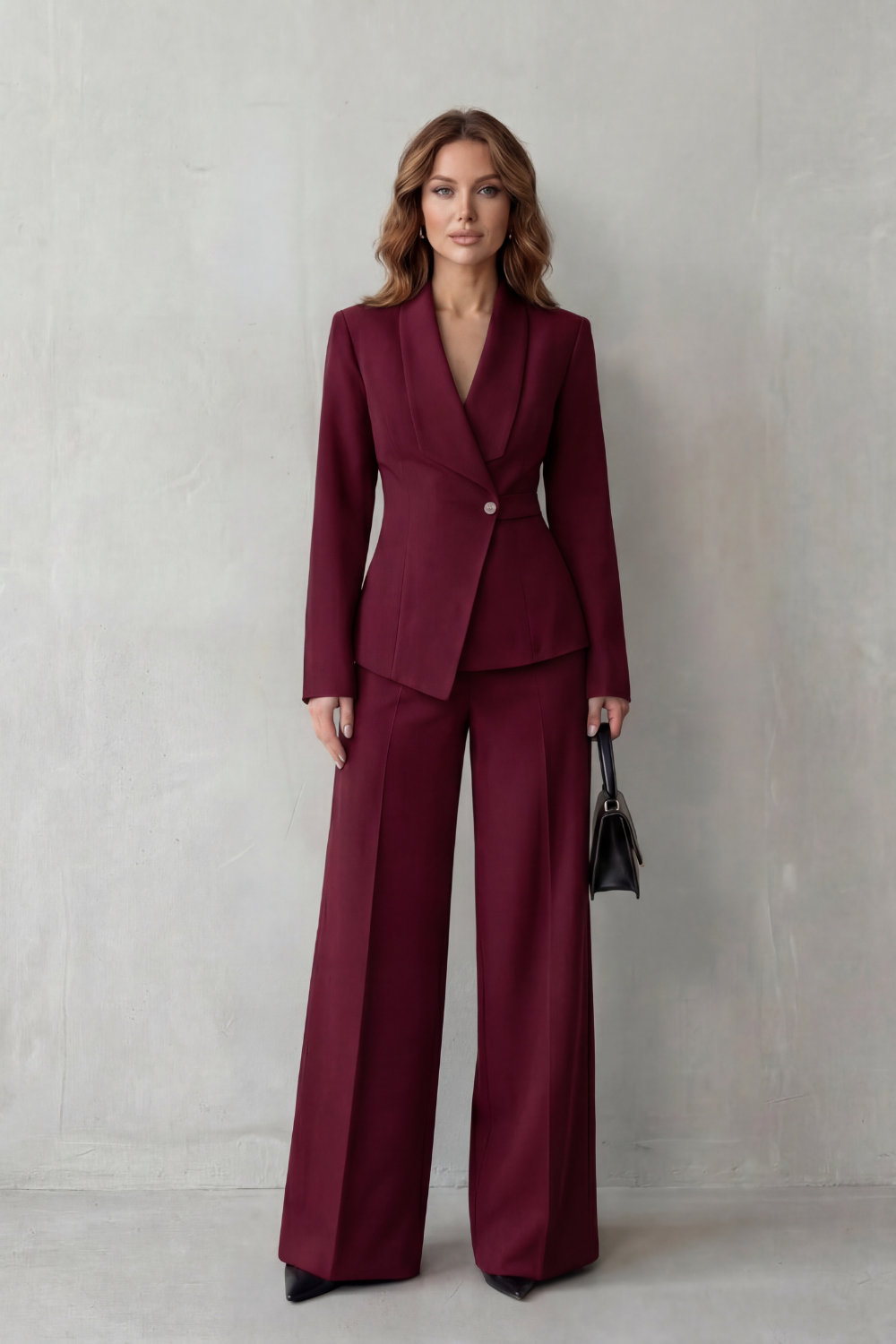 Women's Tailored Blazer and Wide-Leg Trouser Suit Set - Dessalie