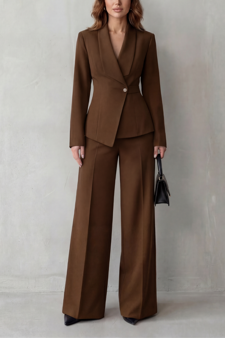 Women's Tailored Blazer and Wide-Leg Trouser Suit Set - Dessalie