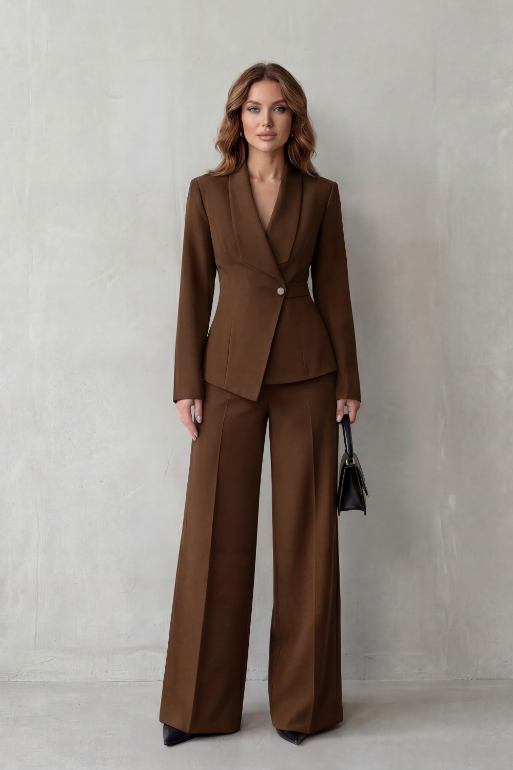 Women's Tailored Blazer and Wide-Leg Trouser Suit Set - Dessalie