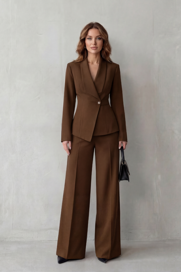 Women's Tailored Blazer and Wide-Leg Trouser Suit Set - Dessalie