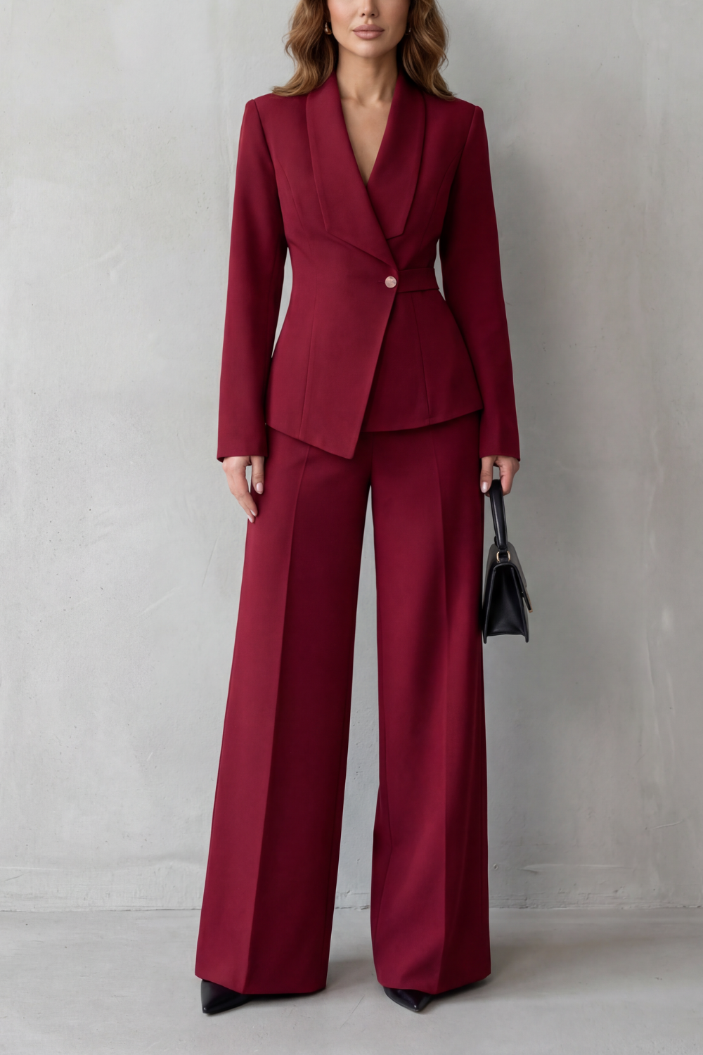 Women's Tailored Blazer and Wide-Leg Trouser Suit Set - Dessalie