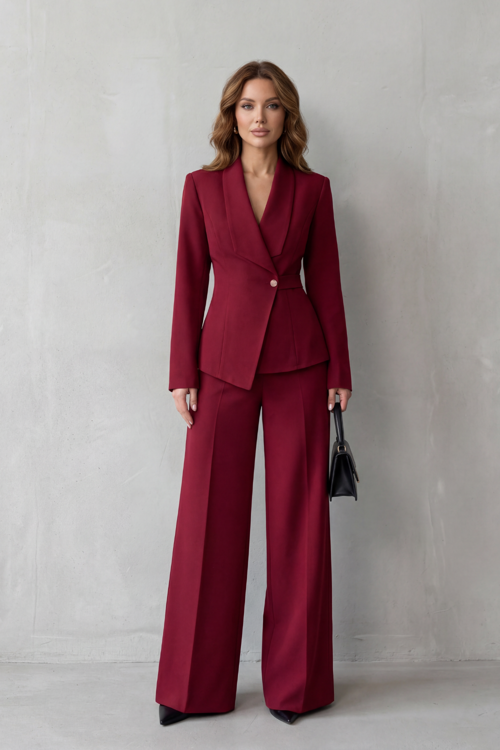 Women's Tailored Blazer and Wide-Leg Trouser Suit Set - Dessalie