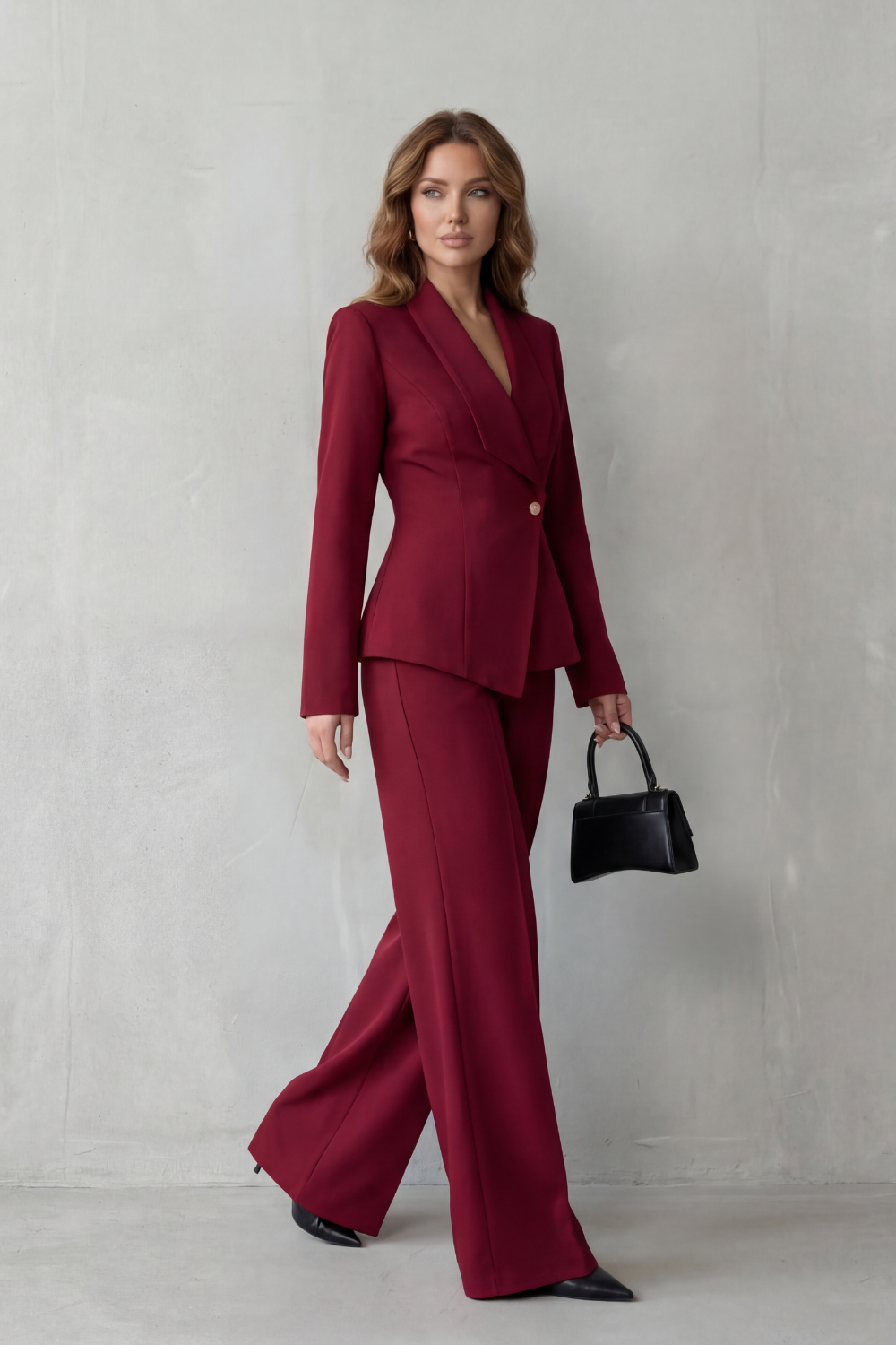 Women's Tailored Blazer and Wide-Leg Trouser Suit Set - Dessalie