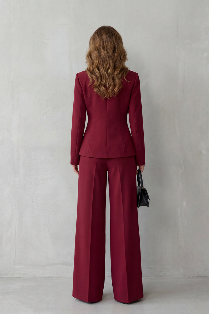 Women's Tailored Blazer and Wide-Leg Trouser Suit Set - Dessalie