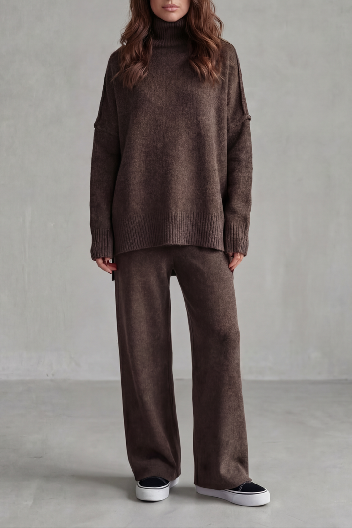 Women's Oversized Roll Neck Jumper and Trouser Set - Gaurielle