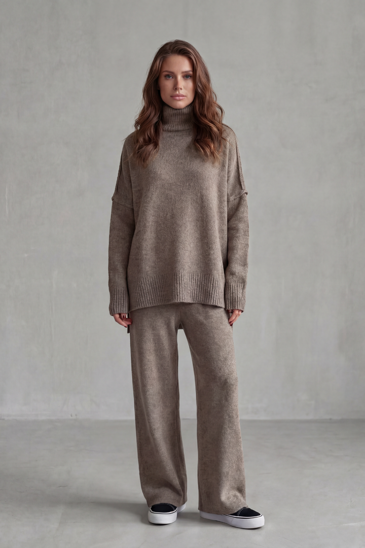 Women's Oversized Roll Neck Jumper and Trouser Set - Gaurielle