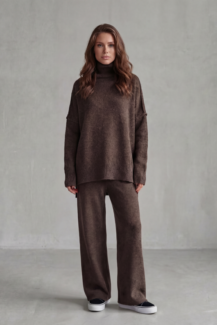 Women's Oversized Roll Neck Jumper and Trouser Set - Gaurielle