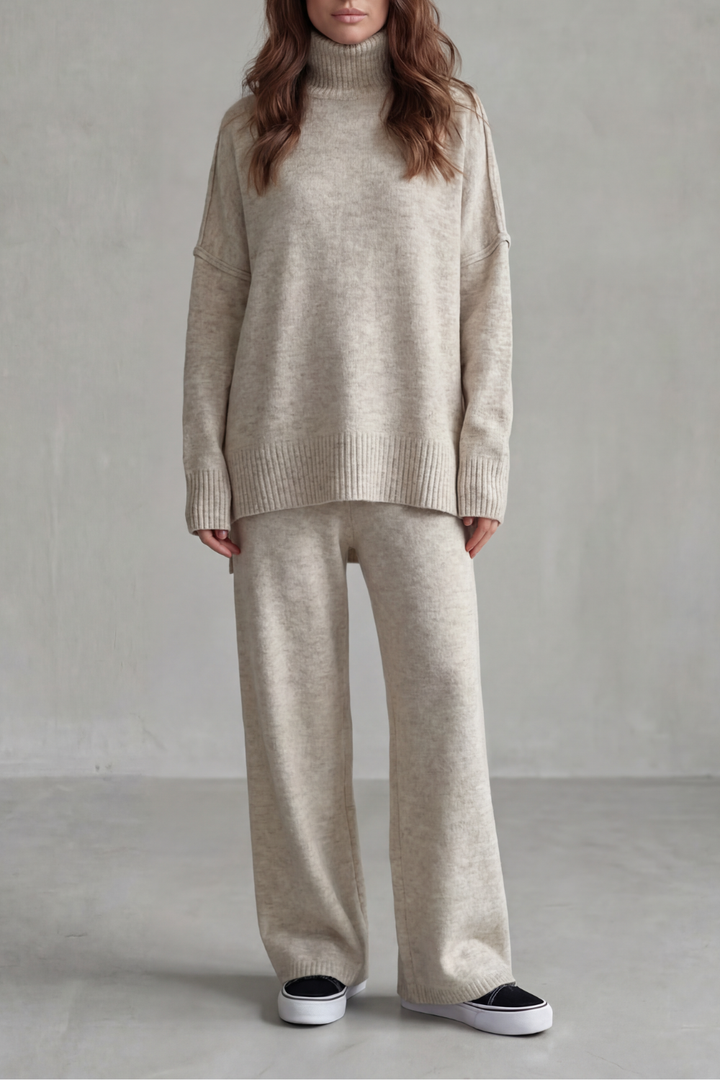 Women's Oversized Roll Neck Jumper and Trouser Set - Gaurielle