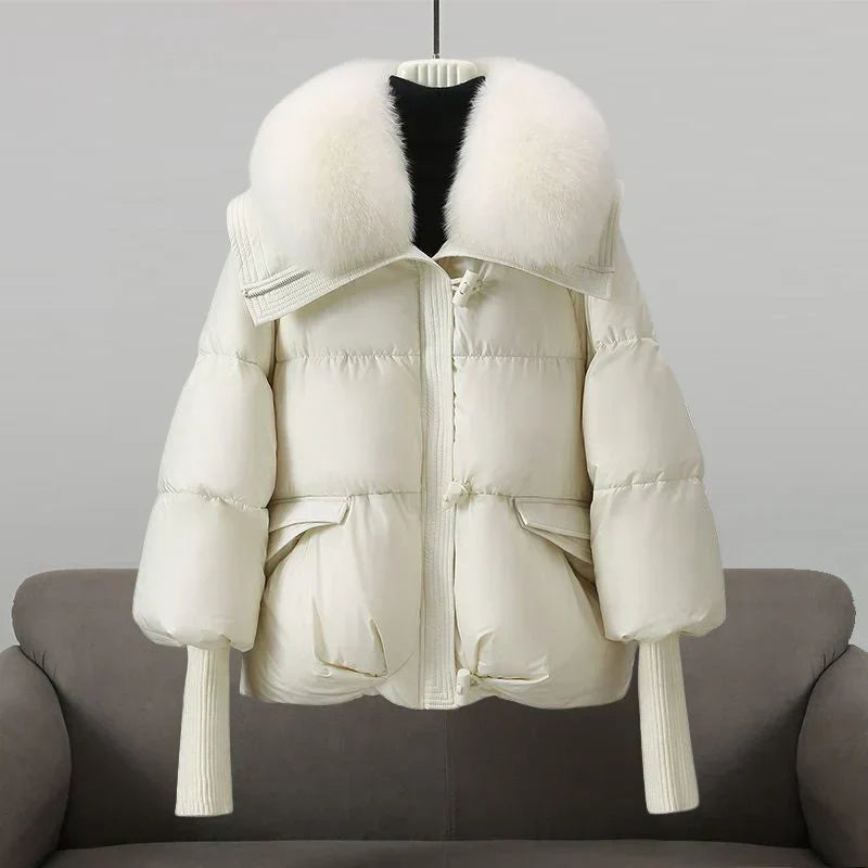 Cheltenham women's puffer jacket in Ivory – front view