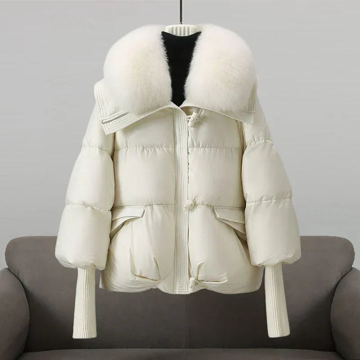 Cheltenham women's puffer jacket in Ivory – front view