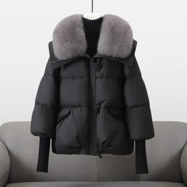 Cheltenham women's puffer jacket in Black – front view on hanger