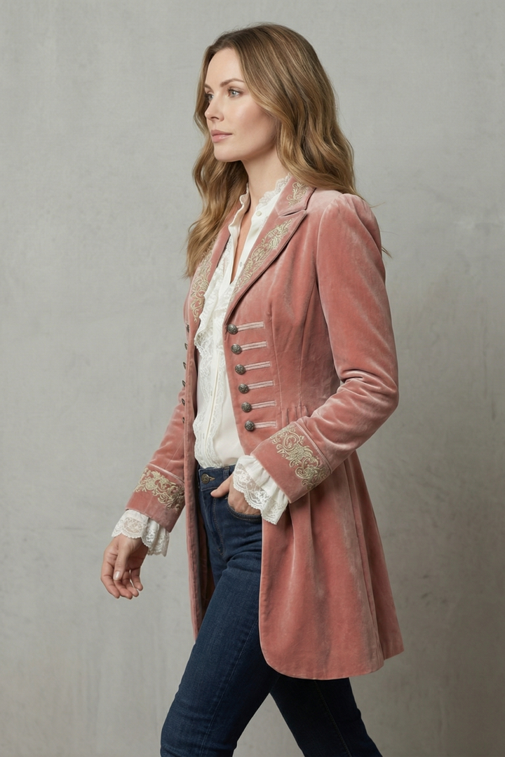 Women's Vintage-Inspired Embroidered Long Coat – Isolde