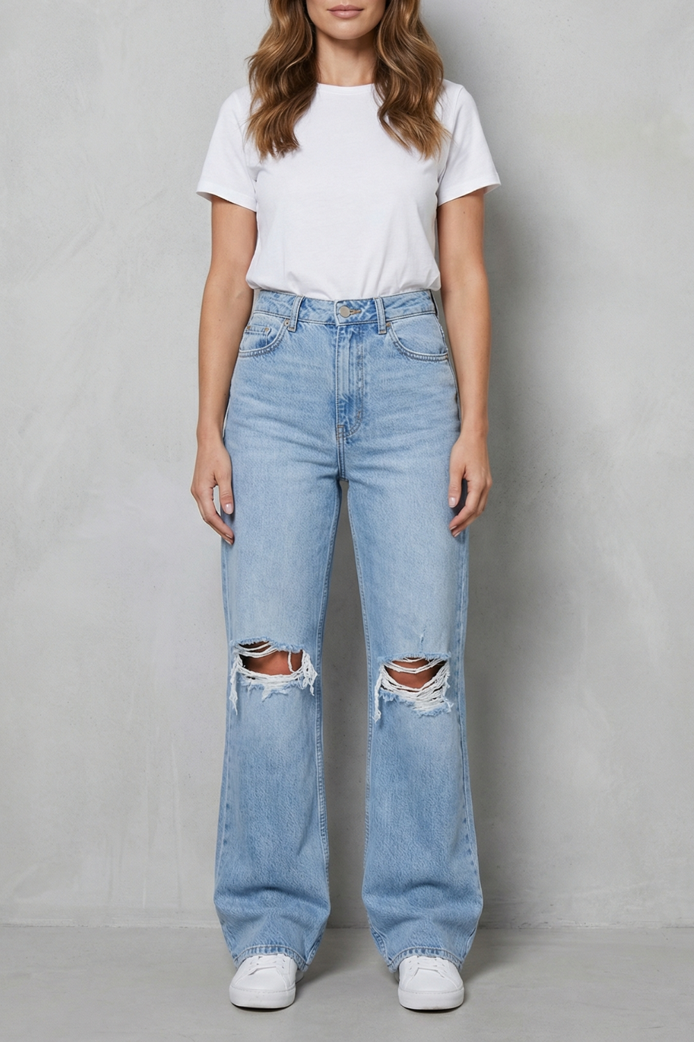 Women's High Waisted Ripped Flare Jeans - Roselienne