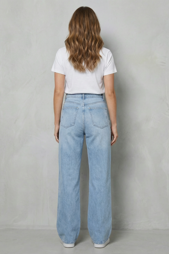 Women's High Waisted Ripped Flare Jeans - Roselienne