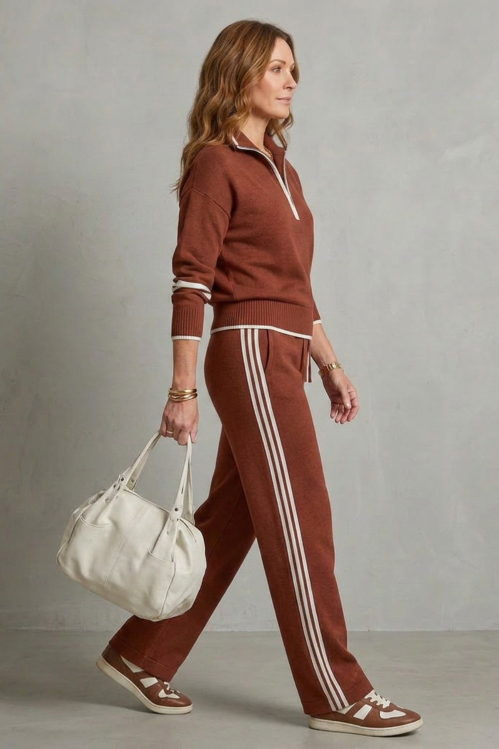 Women's Zip-Neck Top and Wide-Leg Trouser Co-ord Set - Fabrielle