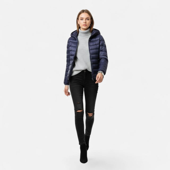 Hawes women's lightweight down jacket in Navy Blue – front view