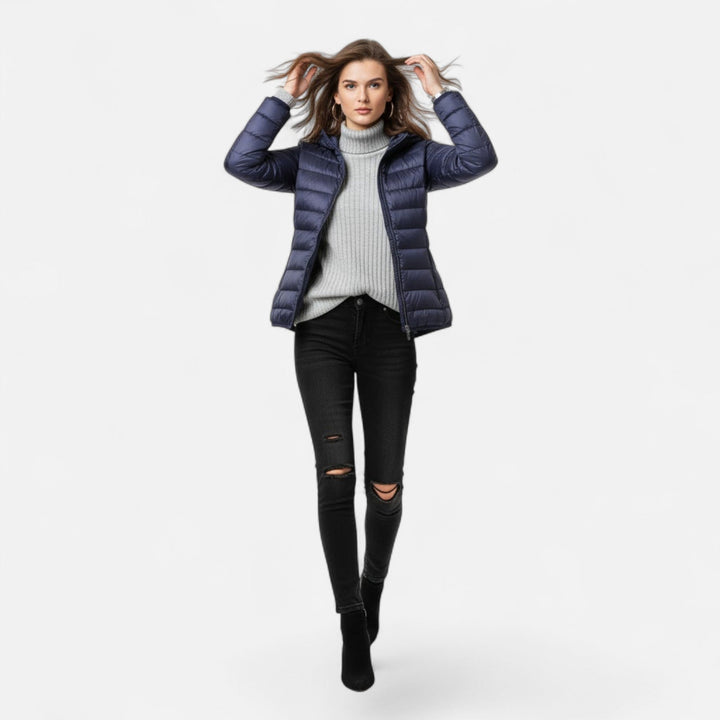 Hawes women's lightweight down jacket in Navy Blue – front view