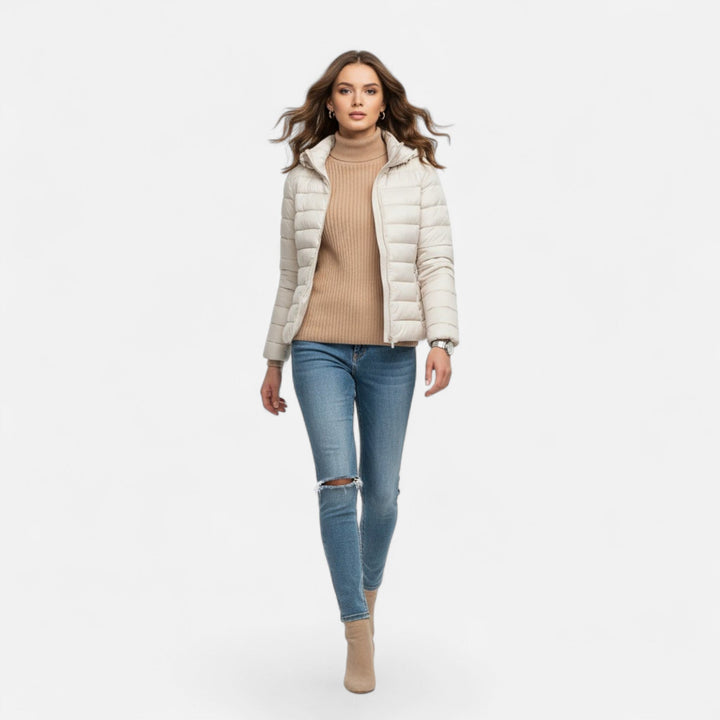 Hawes women's lightweight down jacket in White – front view
