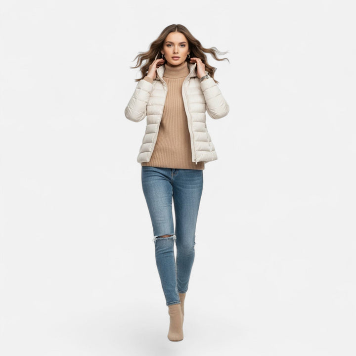 Hawes women's lightweight down jacket in White – front view