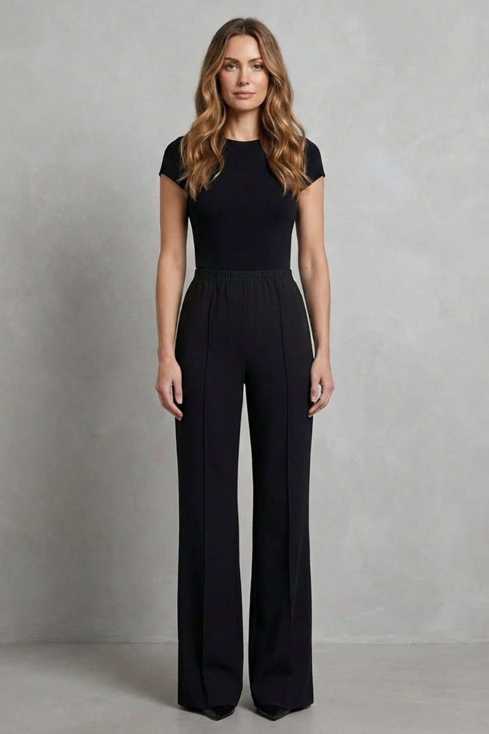 Women's High Waisted Wide Leg Tailored Trousers - Corvienne