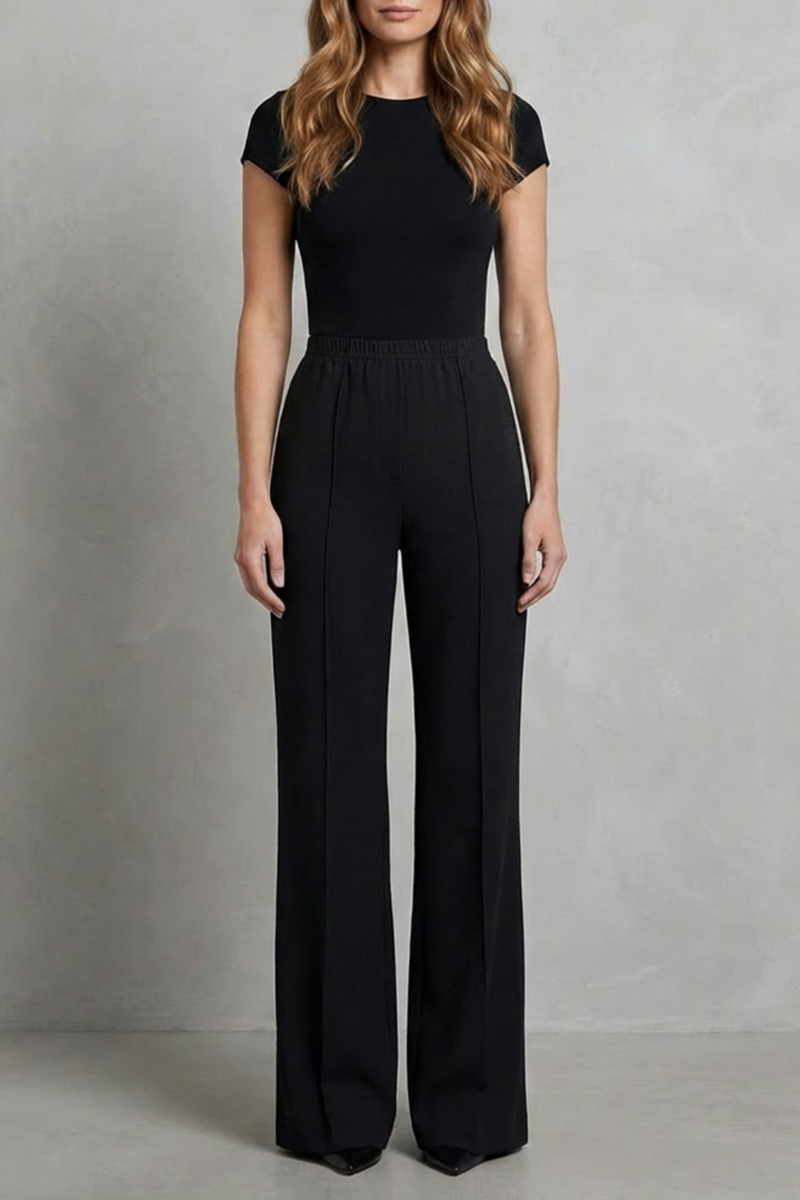 Women's High Waisted Wide Leg Tailored Trousers - Corvienne