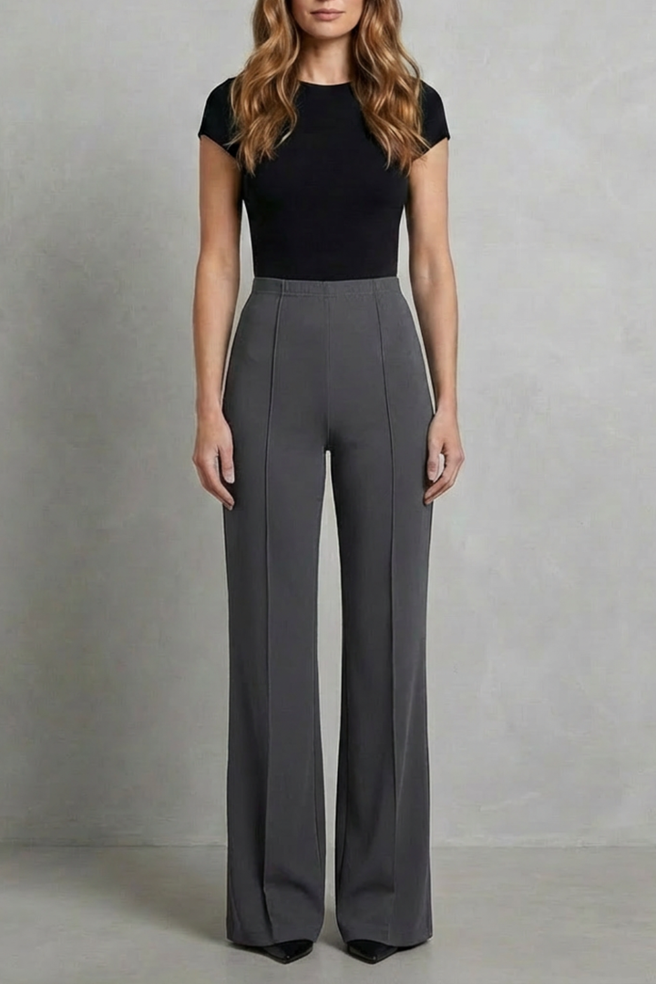 Women's High Waisted Wide Leg Tailored Trousers - Corvienne