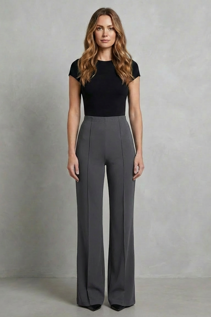 Women's High Waisted Wide Leg Tailored Trousers - Corvienne
