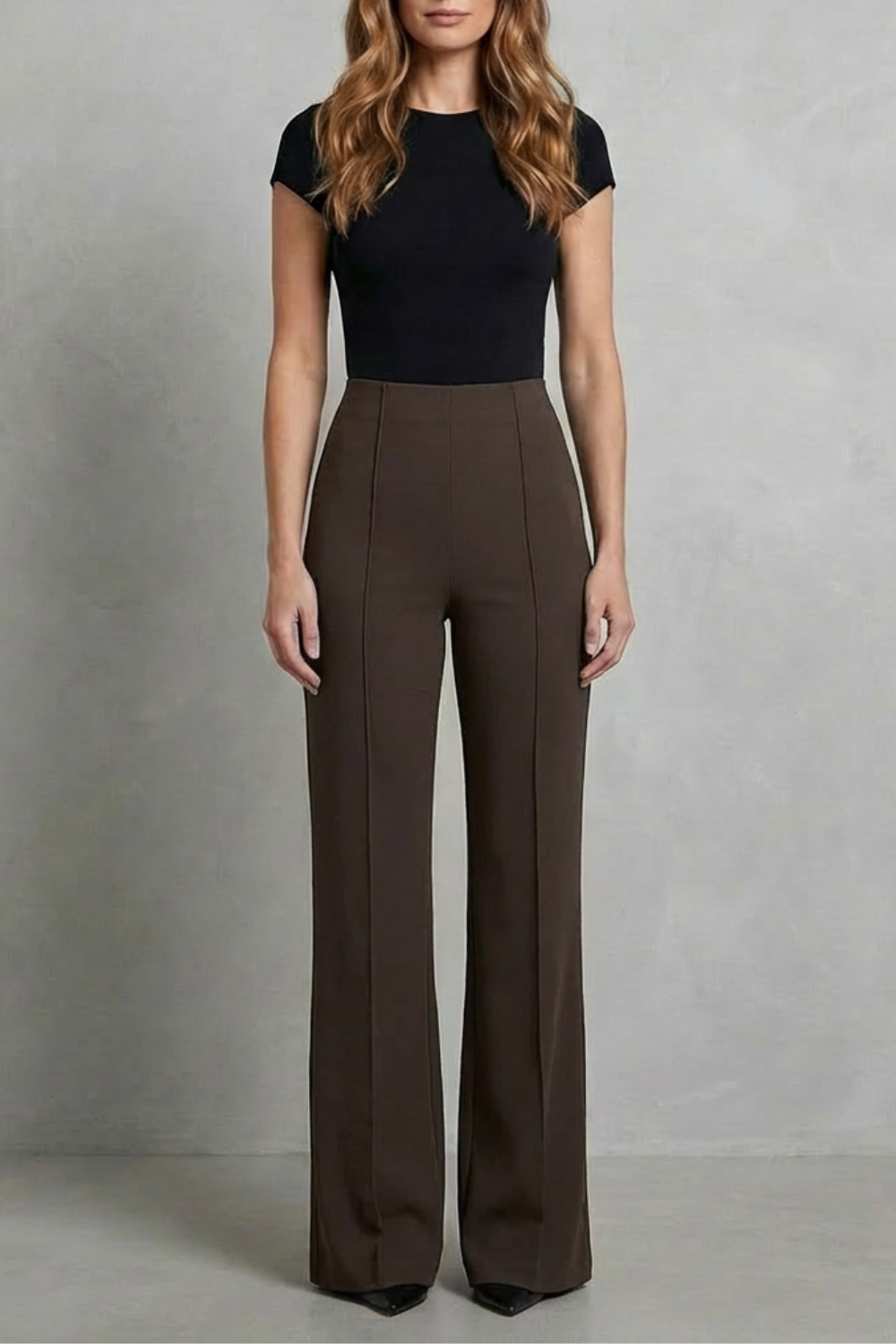 Women's High Waisted Wide Leg Tailored Trousers - Corvienne