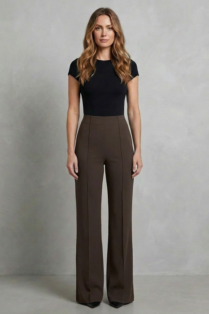 Women's High Waisted Wide Leg Tailored Trousers - Corvienne
