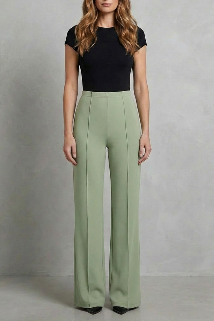 Women's High Waisted Wide Leg Tailored Trousers - Corvienne
