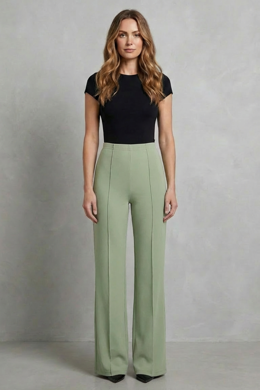 Women's High Waisted Wide Leg Tailored Trousers - Corvienne