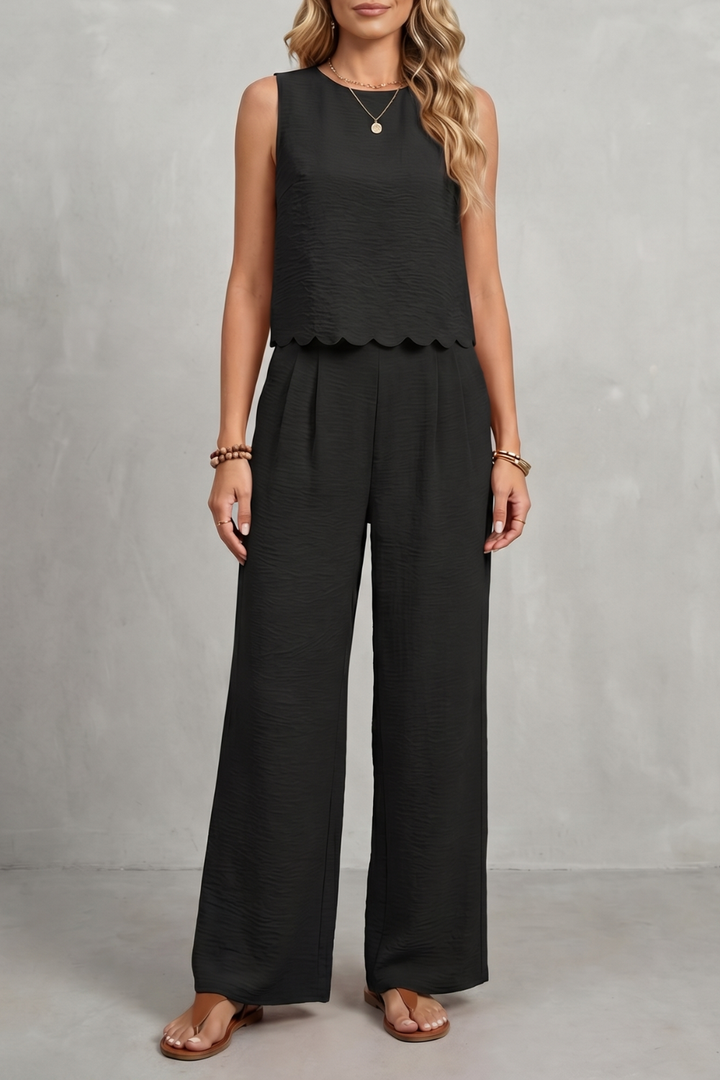 Women's Open Back Top and Wide Leg Trouser Co-ord Set - Brivelle