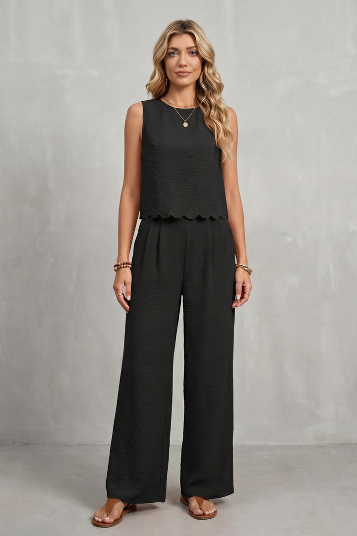 Women's Open Back Top and Wide Leg Trouser Co-ord Set - Brivelle