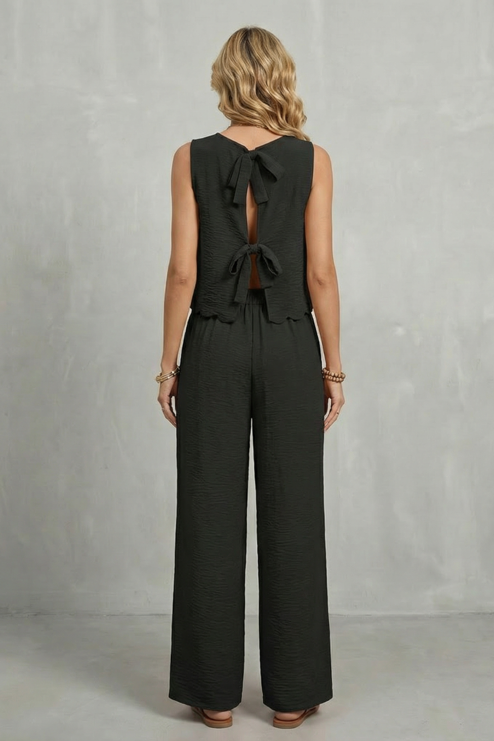 Women's Open Back Top and Wide Leg Trouser Co-ord Set - Brivelle