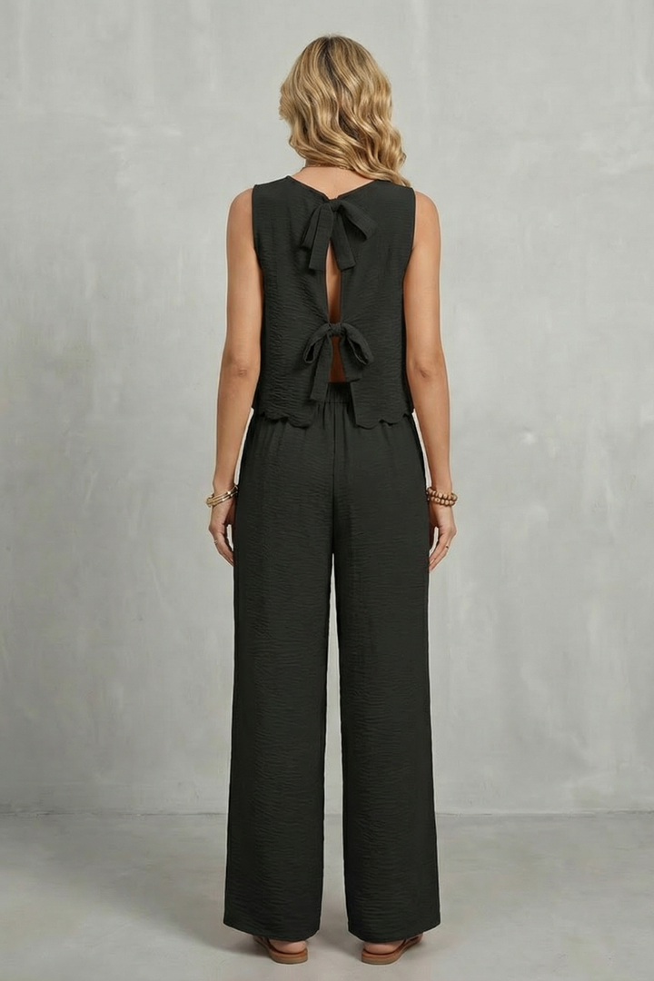 Women's Open Back Top and Wide Leg Trouser Co-ord Set - Brivelle