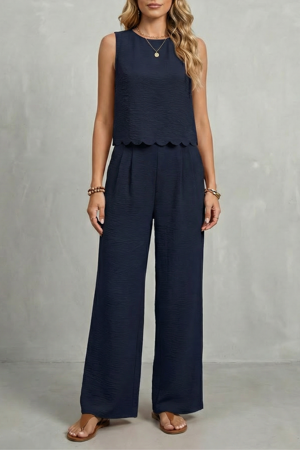 Women's Open Back Top and Wide Leg Trouser Co-ord Set - Brivelle