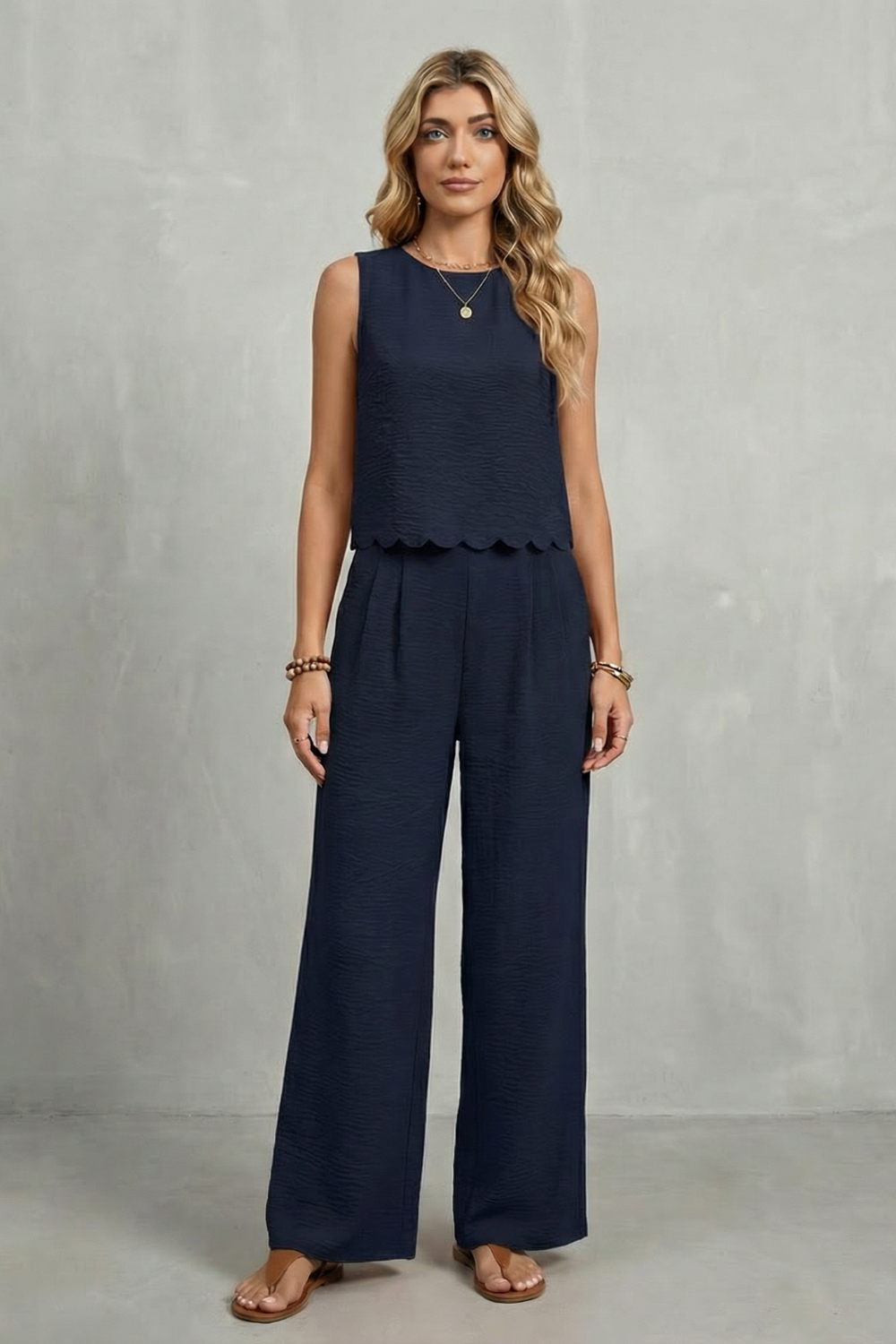 Women's Open Back Top and Wide Leg Trouser Co-ord Set - Brivelle