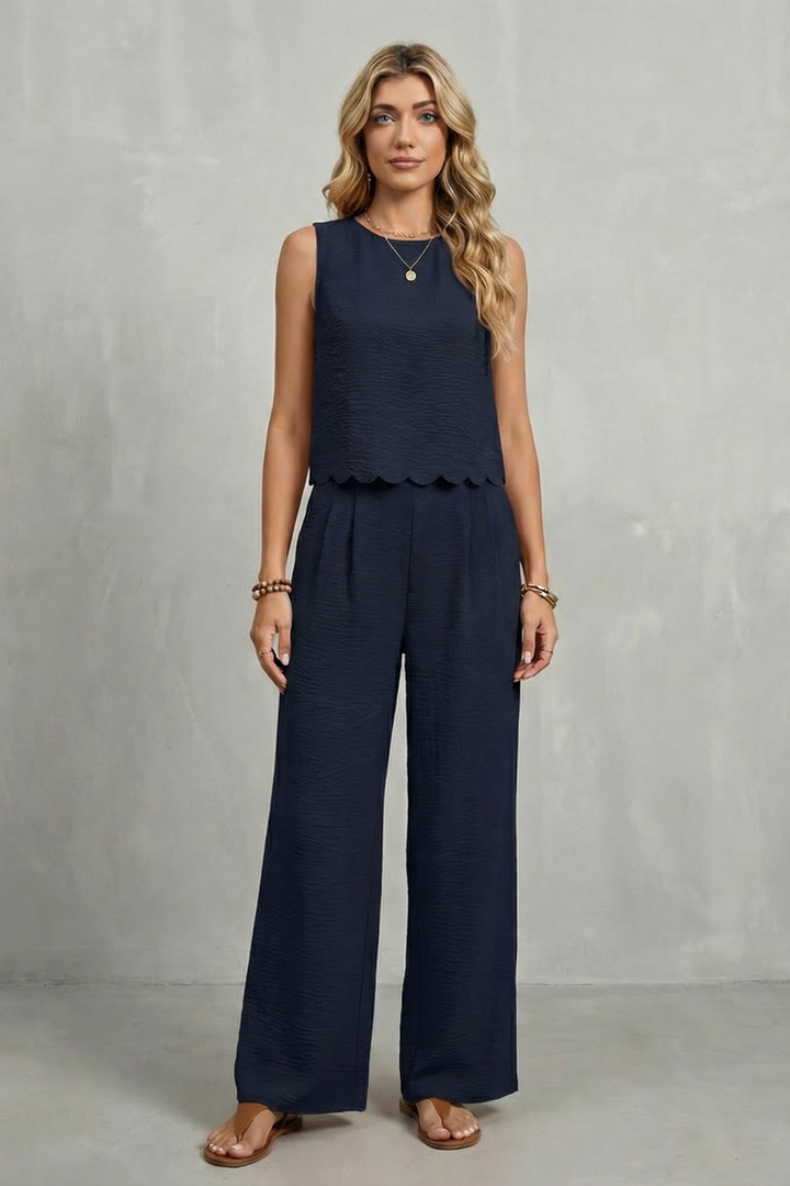 Women's Open Back Top and Wide Leg Trouser Co-ord Set - Brivelle