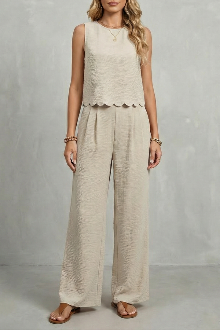 Women's Open Back Top and Wide Leg Trouser Co-ord Set - Brivelle
