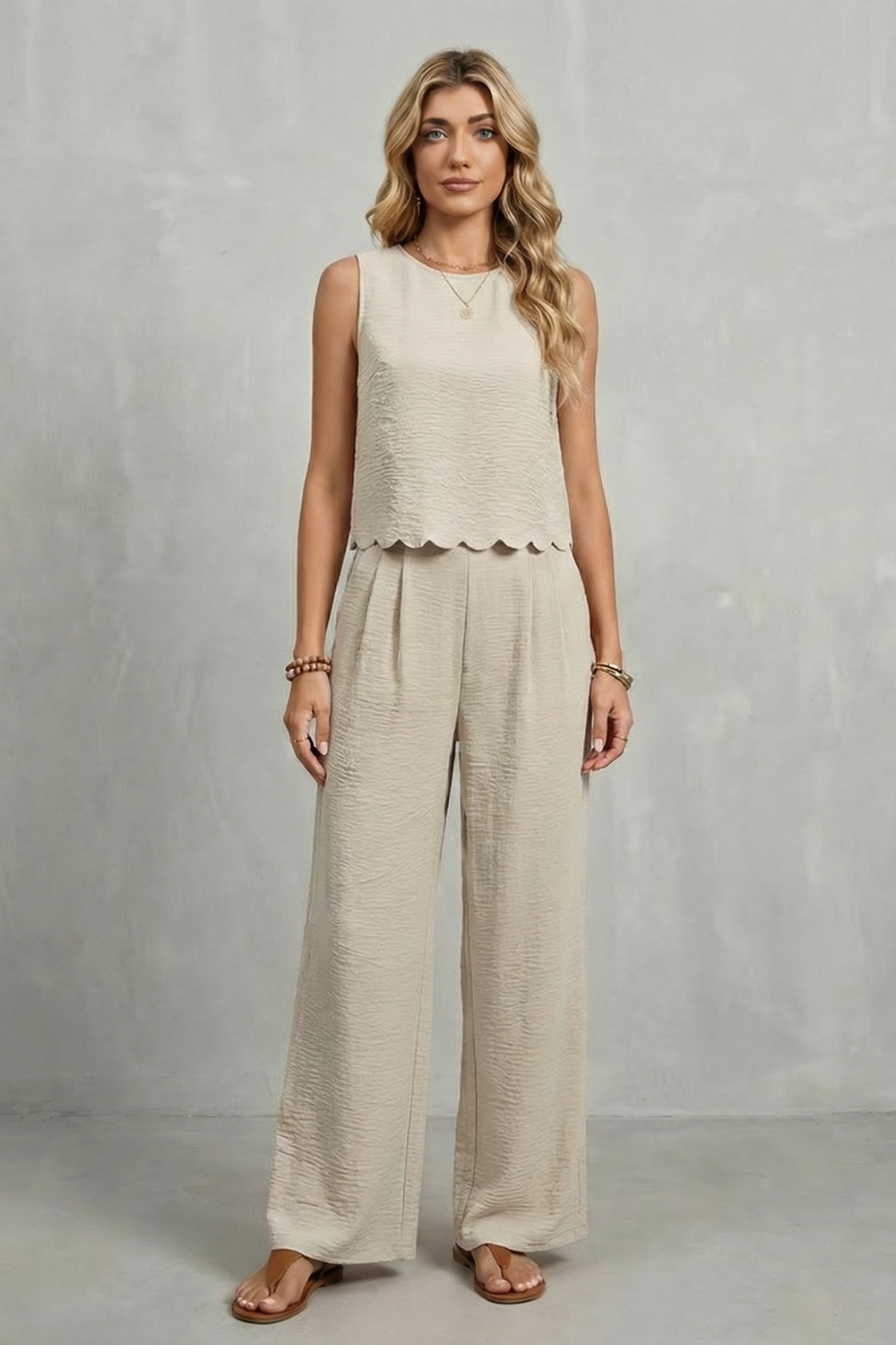Women's Open Back Top and Wide Leg Trouser Co-ord Set - Brivelle