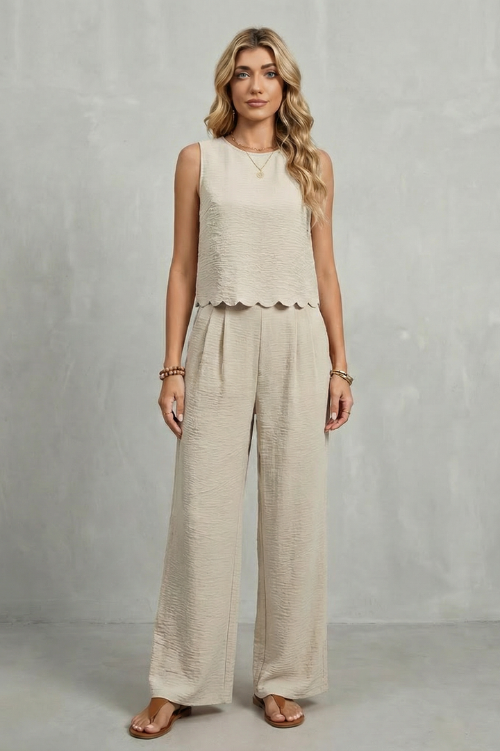 Women's Open Back Top and Wide Leg Trouser Co-ord Set - Brivelle